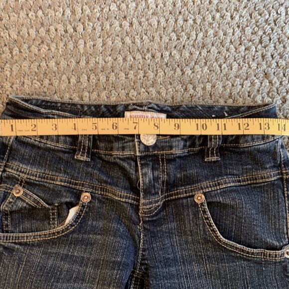 JEANS - sz 1 Vintage TOMMY JEANS Hilfiger capri stretch embroidered juniors - Picture 8 of 11